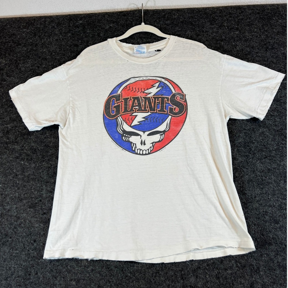 Vintage 90s Grateful Dead San Francisco Giants Shirt Mens Large White Paperthin